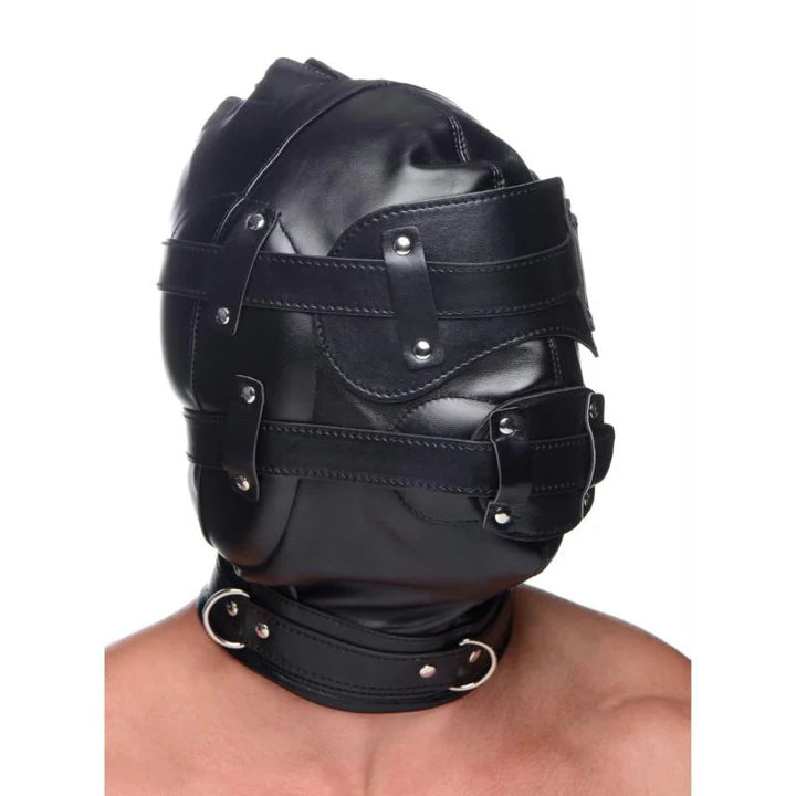 Leather Hood With Built In  Locking Collar